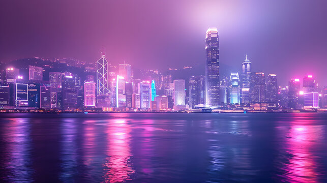 Environmental impact, City skyline at night with polluted sky highlighting environmental impact and urban climate concerns