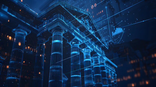 Digital banking innovation with secure online finance, mobile technology, and modern financial services.