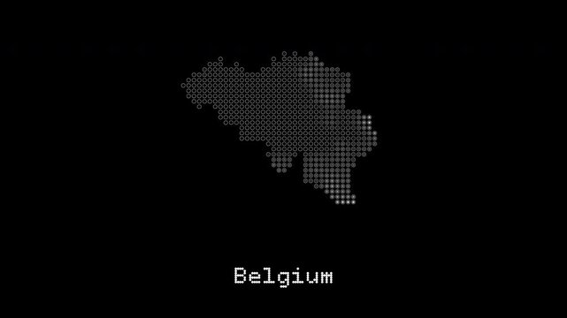 Digital belgium map animation on black background