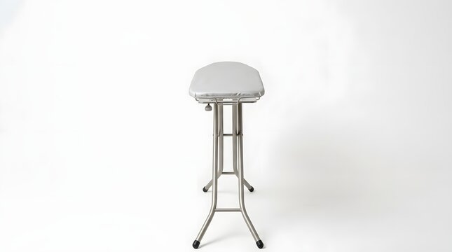 Gray folding bar stool with padded seat and metal frame