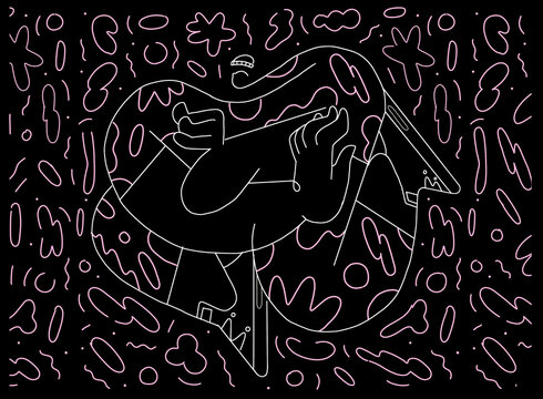 Abstract Floating Person in Modern Line Illustration