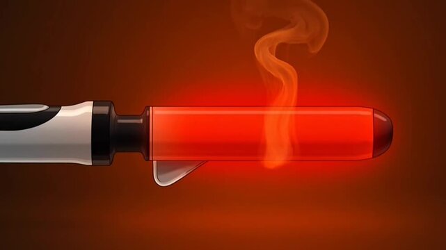 Close up of a glowing hot curling iron heating up.