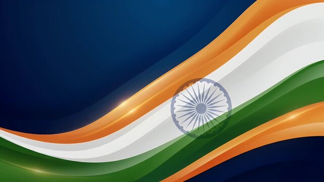 Vibrant Indian flag with Ashoka Chakra on abstract background.