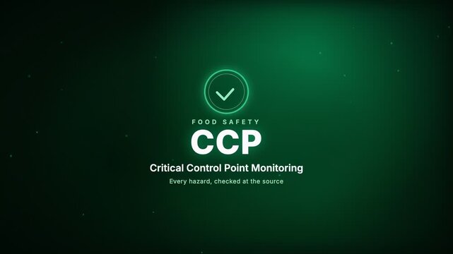 Critical Control Point Monitoring Certification badge corporate compliance motion graphic animation, green color scheme, 4K