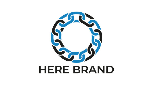 Abstract circular chain link logo design symbol for networking and teamwork connection