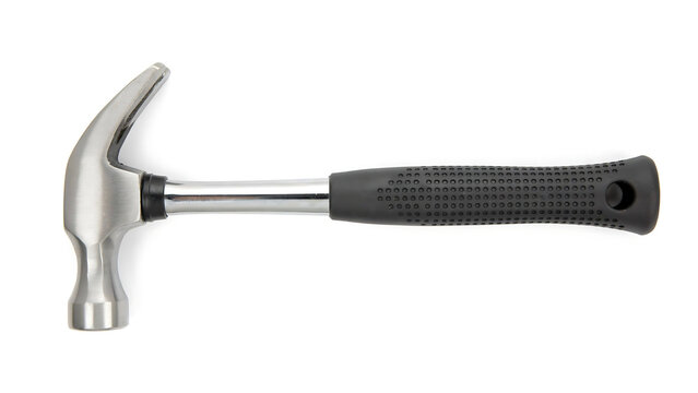 Professional claw hammer tool isolated on white studio background for construction