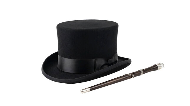 Top hat and magic ,isolated on transparent background png