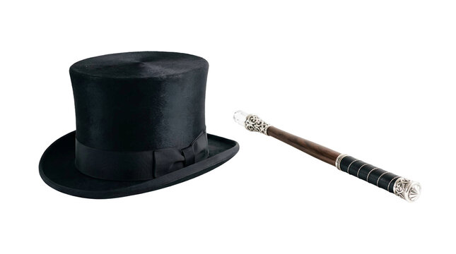 Top hat and magic ,isolated on transparent background png