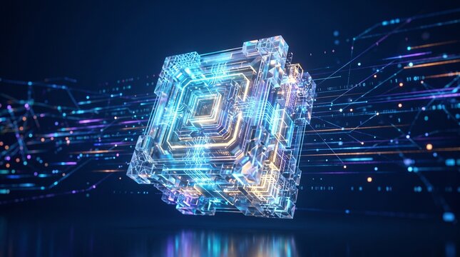 Quantum tech crystal cube core energy background