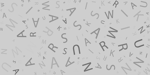 Vector seamless alphabet pattern with mosaic latin letters. Fashion design - repeatable background. White and gray endless print © Iwan