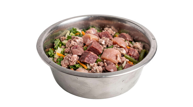 Raw dog food in bowl ,isolated on transparent background png