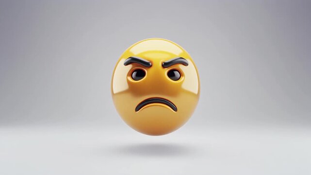 Angry Yellow 3D Emoji Face Looking Around with Furious Expression