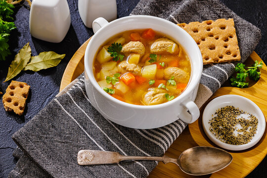 turkey meatball soup with carrots and potato