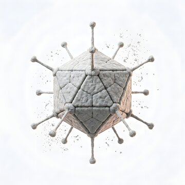 Highly Detailed Adenovirus Clinical Visualization Isolated on White Background for Medical Research and Virology Education