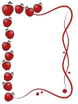 Red Apple Border Vector Frame Template