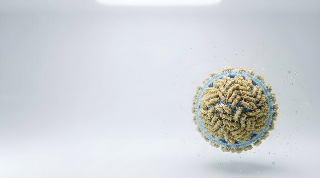 Digital 3D illustration of a virus particle, representing infectious diseases, virology, and medical science on a clean background