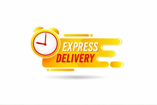 Bright express delivery clock icon with speed effect