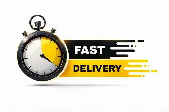 Fast delivery stopwatch with speed effect and text
