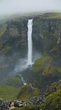 Most beautiful Haifoss waterfall in iceland highland