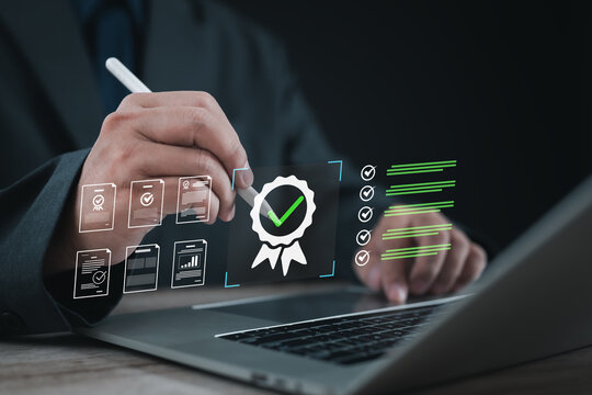 Quality assurance and compliance management with certification, audit checklist, document verification, quality control, standards, and business process validation for regulatory compliance.