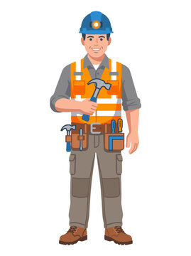 Construction Worker Flat Vector Icon for Labor Day Trade Industry