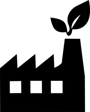 Eco friendly factory silhouette with green leaves emitting clean energy for International Day for the Preservation of Ozone Layer