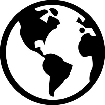 Minimalist black and white earth globe icon representing global environmental awareness for International Day for Ozone Layer Preservation