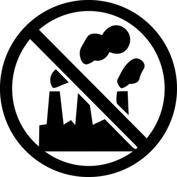 Black no industry symbol sign representing environmental protection for the International Day for the Preservation of the Ozone Layer