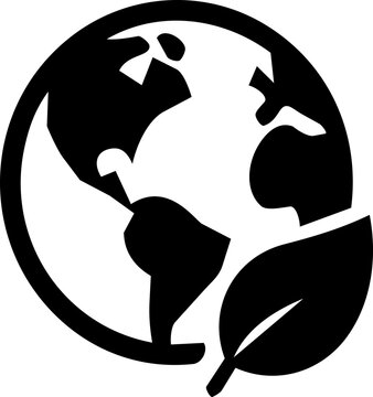 Ozone layer protection symbol featuring a black world globe and leaf icon for international environmental conservation awareness