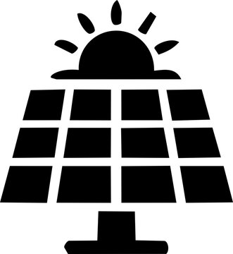 Solar panel silhouette icon for International Day for the Preservation of the Ozone Layer representing clean energy sustainability