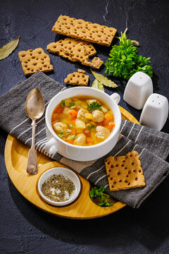 turkey meatball soup with carrots and potato