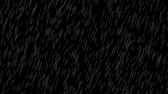 4K Hyper Realistic Falling Rain Wall On Pure Black Background With Alpha Channel, Seamlessly Looped Heavy Rainfall, Slow Motion Water Droplets, Luminance Matte, Premium Visual Effects Overlay