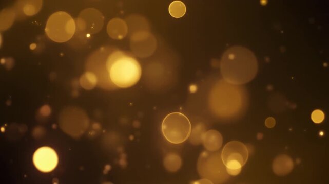 Luces bokeh doradas flotando suavemente sobre fondo oscuro