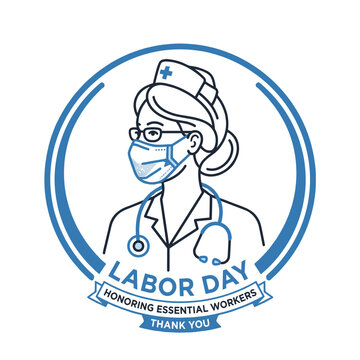 Essential Healthcare Nurse Line Vector Icon for Labor Day Tribute