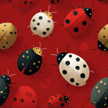 seamless background with ladybug