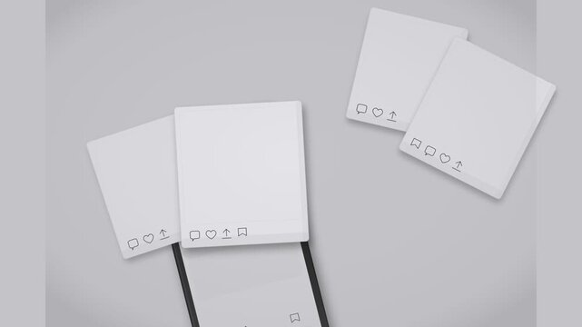 Minimal 3D social media post template mockup cards for content creation and interface design