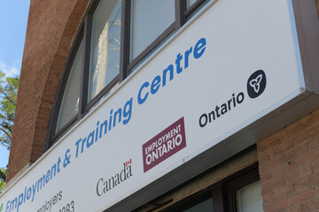 Fototapeta premium sign of an Employment & Training Centre located at 1415 Bathurst St, Toronto
