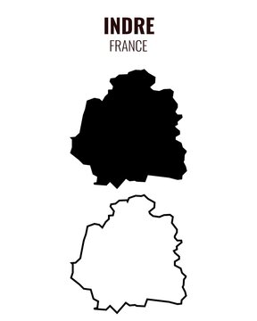 Indre map vector illustration set, French department silhouette and outline map
