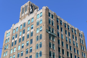 Fototapeta premium exterior building detail of Balfour Building, northeast corner of Spadina Av and Adelaide St W, designed by Benjamin Brown, 1930 (119 Spadina Av), Toronto