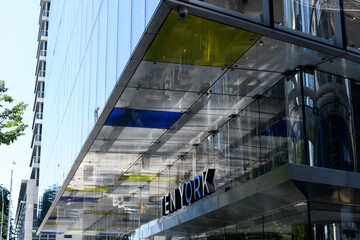 Fototapeta premium sign over entrance to a condominium tower at 10 York Street, Toronto