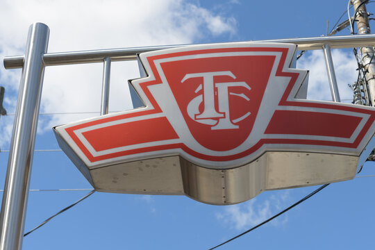 illuminated station entrance sign of the Toronto Transit Commission