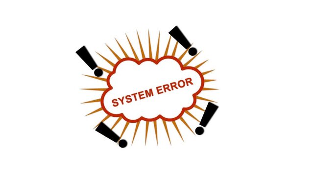 System error alert animation with exclamation marks and warning sign for it technical issues and software failure notifications
