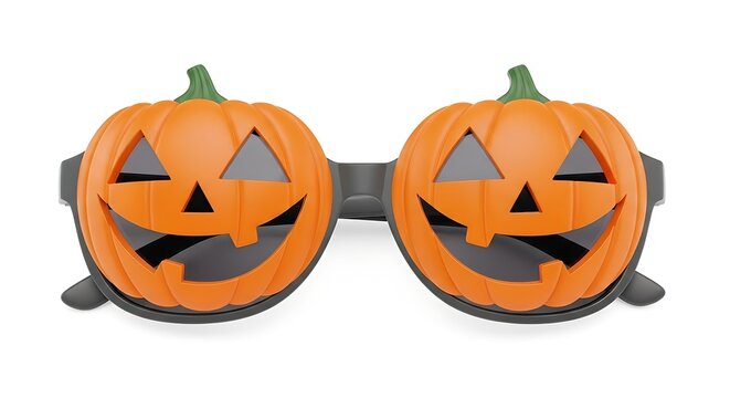 Novelty Halloween Pumpkin Glasses Jack O Lantern Party Eyewear Costume Accessory Isolated on White Background 3D Render