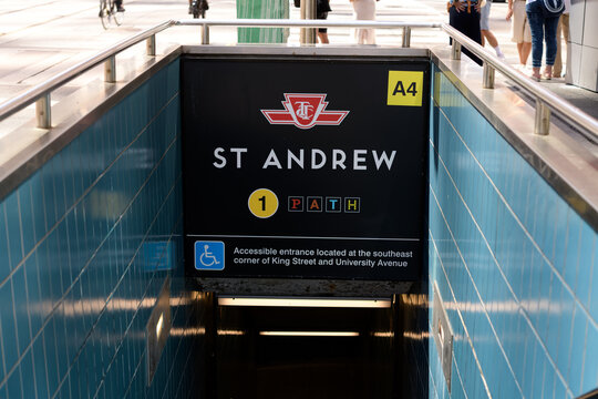 entrance to St Andrew station of Line 1, Toronto