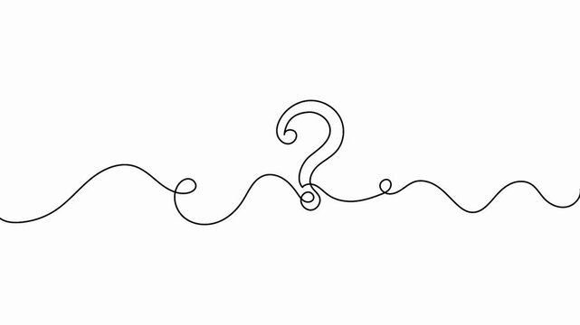 Question mark single line art drawing continuous line minimalistic outline vector animation faq
