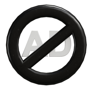 3D Ad Blocker Icon and No Advertising Symbol