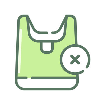 Plastic bag icon represents the prohibited use of non-recyclable materials.