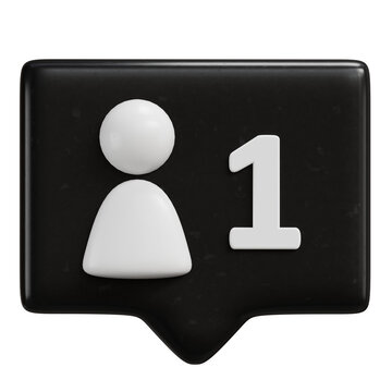 3D Social Media New Follower Notification Icon