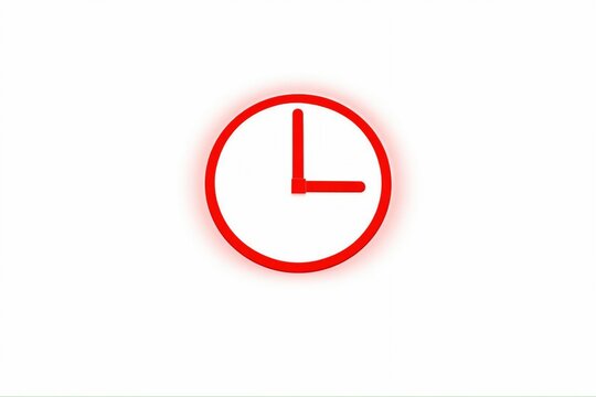 Red minimalist clock showing one o'clock with glowing effect