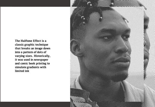Circular Line Engraving Portrait Photo Effect Poster Template
